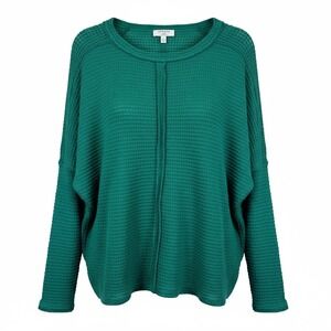 Zenana Waffle Knit Sweater Boho Cottagecore Slouchy Pullover Women's L/XL